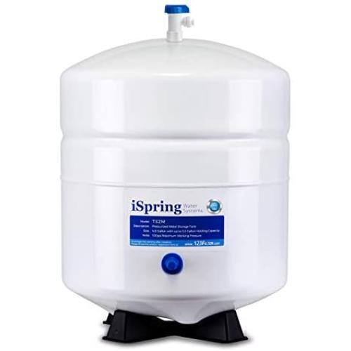 iSpring T32M Pressurized Water Storage Tank with Ball Valve for Reverse Osmosis RO Systems, 4 Gallon, 1/4'' Tank Valve Included