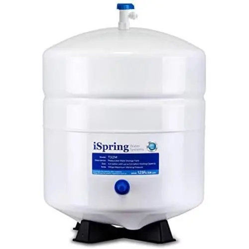 iSpring T32M Pressurized Water Storage Tank with Ball Valve for Reverse Osmosis RO Systems, 4 Gallon, 1/4'' Tank Valve Included