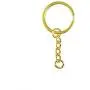 yueton Pack of 100 25mm/0.98'' Metal Split Key Ring with Chain (Gold)