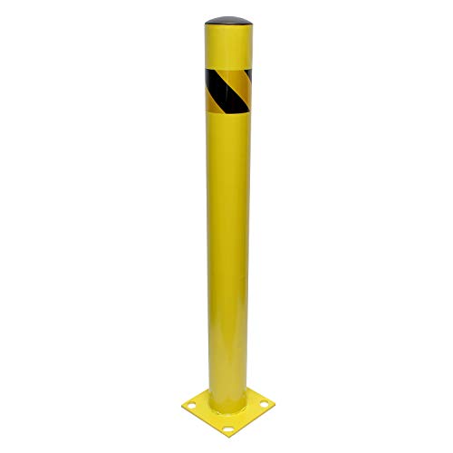 BISupply Parking Bollard – 42in Street Bollard Parking Post, Metal Sign Posts Steel Safety Bollard Traffic Pole