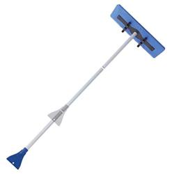 Snow Joe SJBLZD 2-in-1 Snow Broom with 18-Inch Foam Head + Large Ice Scraper, Blue