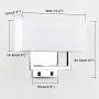Permo 2-Lights Wall Sconce Light Fixture Chrome Finish with White Textile Shades and 2pcs On/Off Switch Button Living Room Bedside Nightstand Light