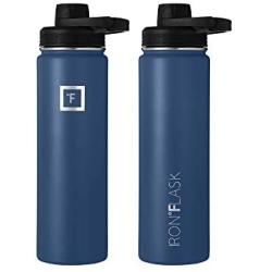 IRON °FLASK Sports Water Bottle - 14oz,18oz,22oz,32oz,40oz, or 64oz, 3 Lids (Spout Lid), Vacuum Insulated Stainless Steel, Hot, Modern, Simple Thermo Mug, Hydro Metal Canteen (22 Oz, Twilight Blue)