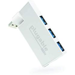 Plugable USB Hub, Rotating 4 Port USB 3.0 Hub, Powered USB Hub (Compatible with Windows, macOS & Linux, USB 2.0 Backwards Compatible)