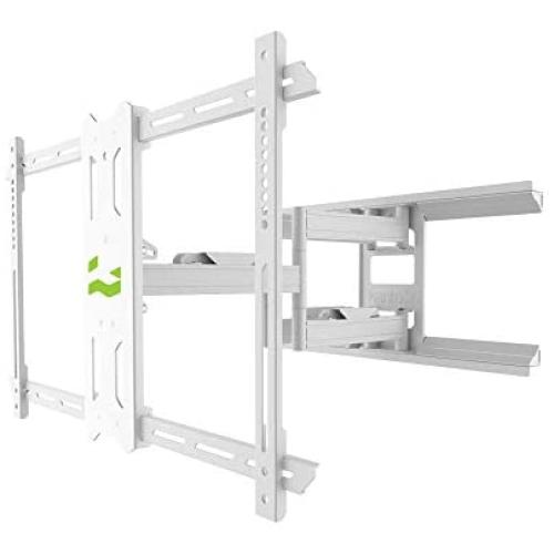 Kanto PDX650W Full Motion Articulating TV Wall Mount for 37-inch to 75-inch TVs | Low Profile with 22'' Extension | Integrated Cable Management | Swivel and Tilt Capable | White