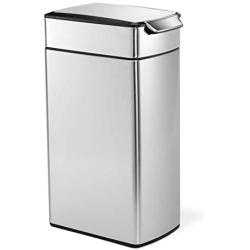 simplehuman 40 Liter / 10.6 Gallon Slim Touch-Bar Kitchen Trash Can, Brushed Stainless Steel