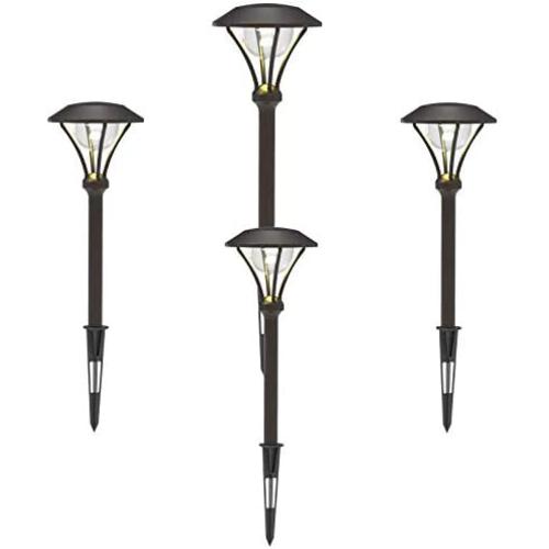 GOODSMANN Low Voltage Path Lights Landscape Lighting 1 Watt LED 60 Lumens Flood Lights with Metal Stake for Garden Yard Patio Area Outdoor Lighting (4 Pack) 9920-2104-04