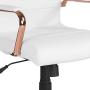 Flash Furniture Mid-Back White LeatherSoft Executive Swivel Office Chair with Rose Gold Frame and Arms