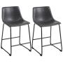 Phoenix Home Lotusville Vintage PU Leather, Set of 2 Counter Height Stool, Gray