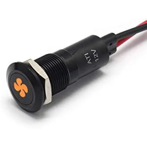 Alpinetech PLB12MS 12mm 1/2'' 12V LED Metal Signal Indicator Pilot Dash Light (Fan (Yellow)) Alpinetech PLB12MS 12mm 1/2'' 12V LED Metal Signal Indicator Pilot Dash Light (Fan (Yellow))