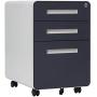 File Cabinet Mobile, Merax 3 Drawer Metal Pedestal Filing Cabinets with 2 Lock Keys, 5 Rolling Casters, Fully Assembled Storage for Home Office Modern Vertical Hanging Folders A4 Letter Size (Gray)