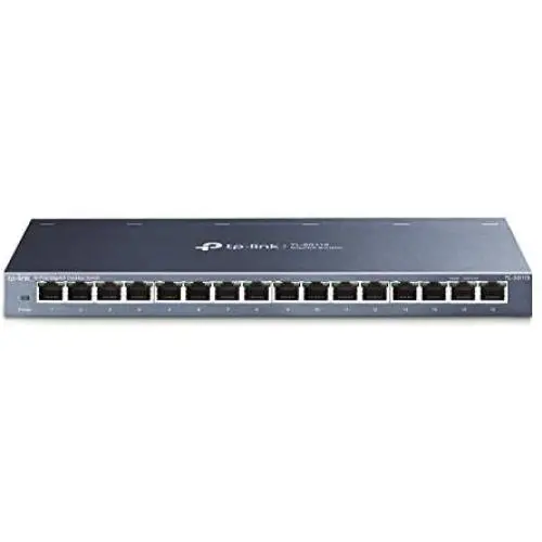 TP-Link 16 Port Gigabit Ethernet Network Switch, Desktop/ Wall-Mount, Fanless, Sturdy Metal w/ Shielded Ports, Traffic Optimization, Unmanaged, Limited Lifetime Protection (TL-SG116) Black TP-Link 16 Port Gigabit Ethernet Network Switch, Desktop/ Wall-Mount, Fanless, Sturdy Metal w/ Shielded Ports, Traffic Optimization, Unmanaged, Limited Lifetime Protection (TL-SG116) Black