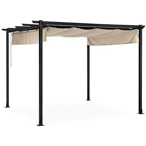 Best Choice Products 10x10ft Extra-Large Outdoor Patio Pergola Shelter w/Removable Retractable Sun Shade Canopy Cover, Weather-Resistant Fabric, Steel Frame, and 16 Ground Stakes, Black Best Choice Products 10x10ft Extra-Large Outdoor Patio Pergola Shelter w/Removable Retractable Sun Shade Canopy Cover, Weather-Resistant Fabric, Steel Frame, and 16 Ground Stakes, Black