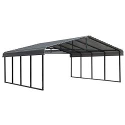 Arrow 20 x 20 29-Gauge Metal Carport with Steel Roof Panels, 20 x 20, Charcoal