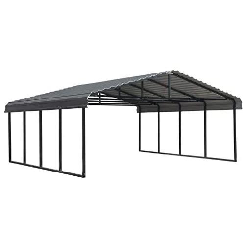 Arrow 20 x 20 29-Gauge Metal Carport with Steel Roof Panels, 20 x 20, Charcoal
