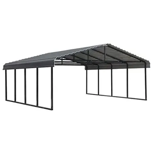 Arrow 20 x 20 29-Gauge Metal Carport with Steel Roof Panels, 20 x 20, Charcoal Arrow 20 x 20 29-Gauge Metal Carport with Steel Roof Panels, 20 x 20, Charcoal