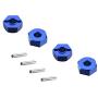 Upgrade Aluminum Hex Wheel Hubs 12mm w/Axle Pins Nuts Washers Set for 1/10 Traxxas 2WD Slash Stampede Rustler Replace 3654 1654 Blue-Anodized