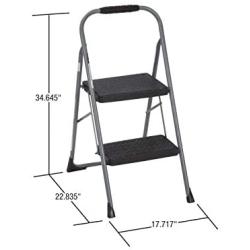 Cosco 11308PBL1E Two Step Big Step Folding Step Stool with Rubber Hand Grip, Gray