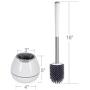 BOOMJOY Toilet Brush and Holder Set, Silicone Bristles Bathroom Cleaning Bowl Brush Kit with Tweezers - White
