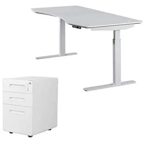 ApexDesk AXB6030-WHT Elite Series Electric Height Adjustable Standing Desk, 60'', White Top, White Frame - Bundle ApexDesk AXB6030-WHT Elite Series Electric Height Adjustable Standing Desk, 60'', White Top, White Frame - Bundle