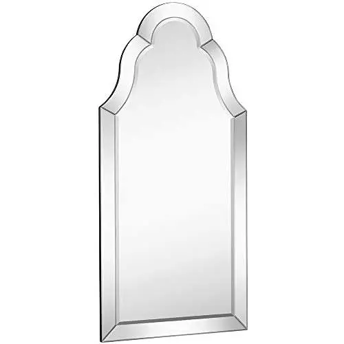 Hamilton Hills Designer Mirror Framed Vanity Mirror | Tall Rounded Top Mirrored Edge Premium Silver Backed Glass Panel for Hanging in a Vanity, Closet, Entry or Bathroom (21'' W x 43'' H) Hamilton Hills Designer Mirror Framed Vanity Mirror | Tall Rounded Top Mirrored Edge Premium Silver Backed Glass Panel for Hanging in a Vanity, Closet, Entry or Bathroom (21'' W x 43'' H)