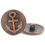 Bezelry 12 Pieces Anchor Metal Shank Buttons 25mm (1 inch) (Antique Copper)