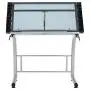 SD STUDIO DESIGNS Triflex Drawing Table, Sit to Stand Up Adjustable Office Home Computer Desk, 35.25'' W X 23.5'' D, Silver/Blue Glass SD STUDIO DESIGNS Triflex Drawing Table, Sit to Stand Up Adjustable Office Home Computer Desk, 35.25'' W X 23.5'' D, Silver/Blue Glass
