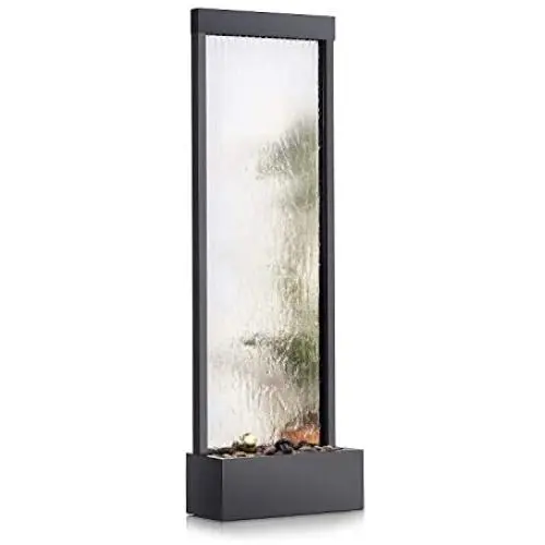 Alpine Corporation MLT102 Mirror Waterfall Fountain with Stones and Light, 72 Inch Tall, Silver