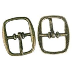 uxcell Metal Rectangle Single Prong Pin Shoe Center Buckle 50PCS Bronze Tone