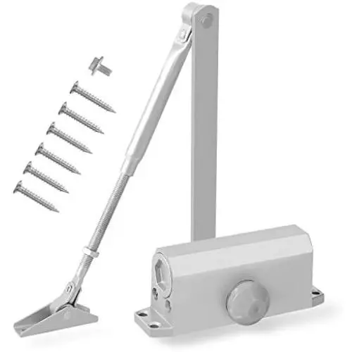 Door Closer Automatic Adjustable Mechanism, Hydraulic Gate Closer Easy Installation Residential and Commercial Door Arm Fitting Template for Middle-Weight Wood Metal Fire Doors Door Closer Automatic Adjustable Mechanism, Hydraulic Gate Closer Easy Installation Residential and Commercial Door Arm Fitting Template for Middle-Weight Wood Metal Fire Doors