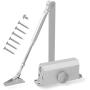 Door Closer Automatic Adjustable Mechanism, Hydraulic Gate Closer Easy Installation Residential and Commercial Door Arm Fitting Template for Middle-Weight Wood Metal Fire Doors