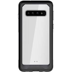 Ghostek Atomic Slim Galaxy S10 Clear Case with Space Metal Bumper Super Heavy Duty Protection Military Grade Shockproof Design and Wireless Charging Compatible for 2019 Galaxy S10 (6.1 Inch) - (Black)