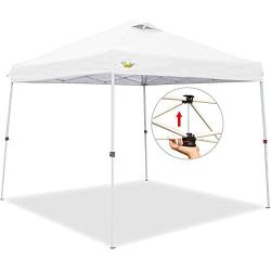 CROWN SHADES Pop up Canopy, Slant Leg Outside Canopy Top 9x9 ft, Base 11x11 ft, One Push Up Instant Shelter Canopy with Wheeled Bag, White