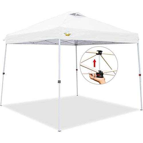CROWN SHADES Pop up Canopy, Slant Leg Outside Canopy Top 9x9 ft, Base 11x11 ft, One Push Up Instant Shelter Canopy with Wheeled Bag, White CROWN SHADES Pop up Canopy, Slant Leg Outside Canopy Top 9x9 ft, Base 11x11 ft, One Push Up Instant Shelter Canopy with Wheeled Bag, White
