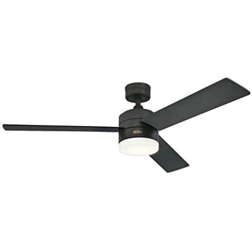 Westinghouse Lighting 7205900 Alta Vista 52-Inch Matte Black, Dimmable LED Light Kit with Opal Frosted Glass, Remote Control Included Indoor Ceiling Fan