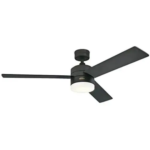 Westinghouse Lighting 7205900 Alta Vista 52-Inch Matte Black, Dimmable LED Light Kit with Opal Frosted Glass, Remote Control Included Indoor Ceiling Fan