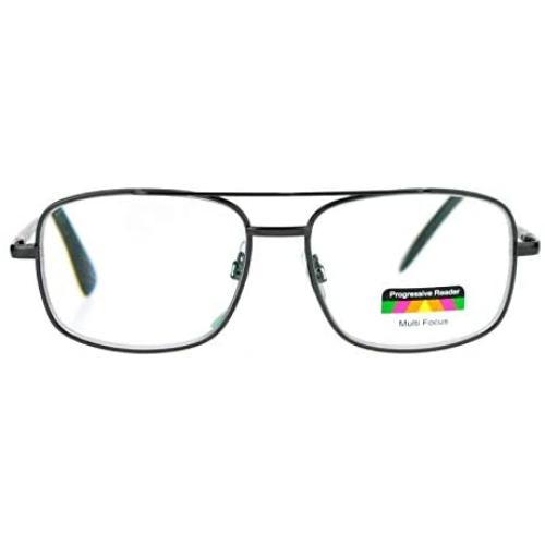 SA106 Rectangular Metal Frame Multi 3 Focus Progressive Reading Glasses