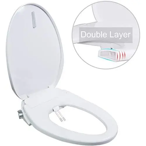 Hibbent Bidet Seat Dual Nozzles for Rear & Feminine Cleaning - No Electricity Bidet Toilet Seat Sleek Design - On/OFF Metal T Adapter Included (Elongated - OB306) Hibbent Bidet Seat Dual Nozzles for Rear & Feminine Cleaning - No Electricity Bidet Toilet Seat Sleek Design - On/OFF Metal T Adapter Included (Elongated - OB306)