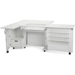 Arrow K8411 Wallaby II Kangaroo Sewing, Cutting, Quilting, Crafting Cabinet and Table, Includes Storage and Airlift, Portable with Wheels White Ash Finish