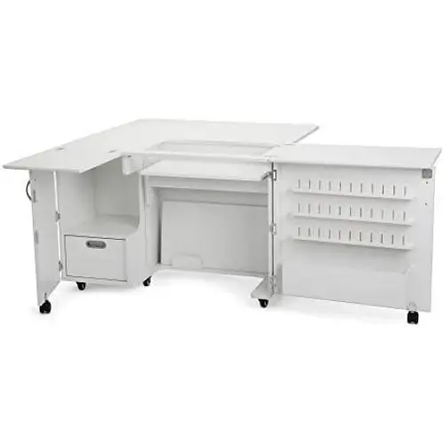 Arrow K8411 Wallaby II Kangaroo Sewing, Cutting, Quilting, Crafting Cabinet and Table, Includes Storage and Airlift, Portable with Wheels White Ash Finish