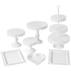 Set of 7 Pieces Cake Stand and Pastry Trays Metal Cupcake Holder Fruits Dessert Display Plate for Baby Shower Wedding Birthday Party Celebration