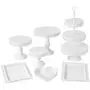 Set of 7 Pieces Cake Stand and Pastry Trays Metal Cupcake Holder Fruits Dessert Display Plate for Baby Shower Wedding Birthday Party Celebration