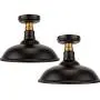 Semi Flush Mount Ceiling Light 12-inch Farmhouse Metal Rustic Lighting Fixture, Antique Brass Mount & Rich-Oil Rubbed Bronze Finish, Industrial Pendant Lights Fixtures for Indoor Outdoor 2Pack