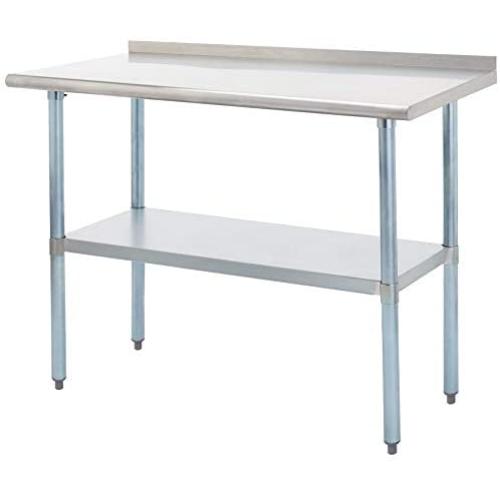 ROCKPOINT NSF Stainless Steel Commercial Kitchen Work Table with Backsplash, Silver,48x 24inch