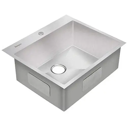 Bonnlo 25 Inch Drop-in Kitchen Sink 18 Gauge T304 Stainless Steel Single Bowl Topmount Sink, 25 x 22 x 9 inch