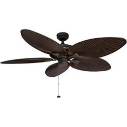 Honeywell Palm Island 52-Inch Tropical Ceiling Fan, Five Palm Leaf Blades, Indoor/Outdoor, Damp Rated, Bronze