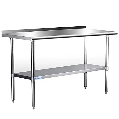 Stainless Steel Table for Prep & Work 24 x 48 Inches, NSF Commercial Heavy Duty Table with Undershelf and Backsplash for Restaurant, Home and Hotel Stainless Steel Table for Prep & Work 24 x 48 Inches, NSF Commercial Heavy Duty Table with Undershelf and Backsplash for Restaurant, Home and Hotel