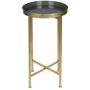 Kate and Laurel Celia Round Metal Foldable Tray Accent Table, Gray with Gold Base