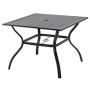 Patio Dining Table Outdoor Metal Steel Frame Square Table with Umbrella Hole, Dining Table for 4 Patio Dining Table Outdoor Metal Steel Frame Square Table with Umbrella Hole, Dining Table for 4