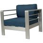 Kinsunny 4pcs Patio Furniture Sofa Shore Aluminum Outdoor Sectional Set Metal Conversation Set with Cushions Dark Blue